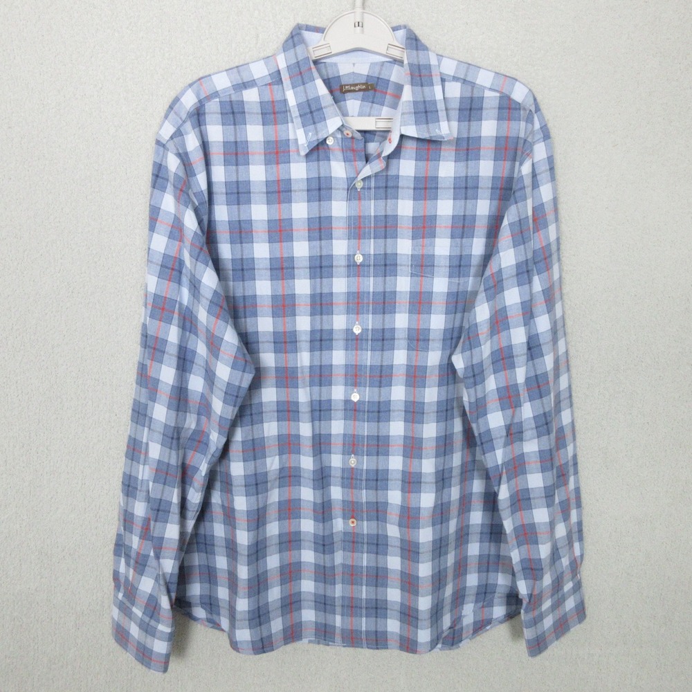 J. McLaughlin Button Down Shirt Plaid Long Sleeve Men's Large Preppy Classic